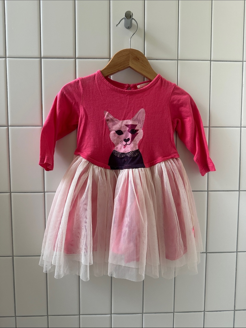 Billie Blush pink rock kitty tulle dress, GUC
